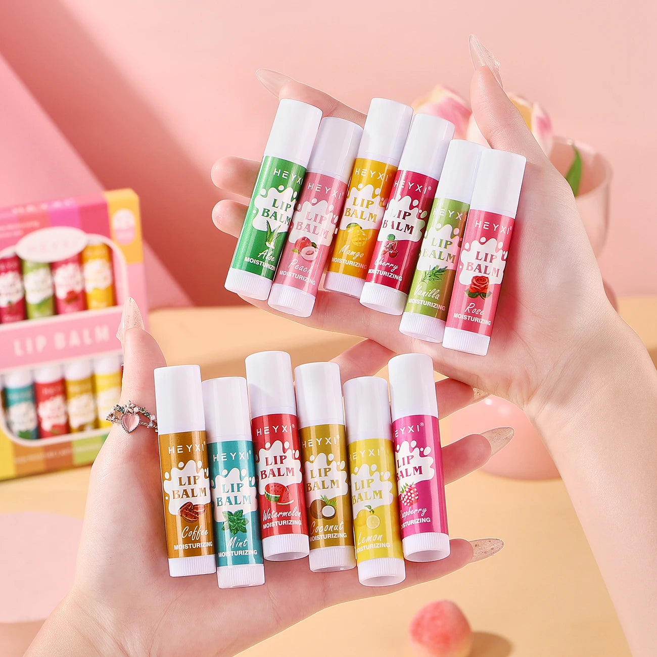 12-Piece Fruity Lip Balm Gift Set – 24Hr Moisturizing Lip Care Lip Balm Gift Set Oasis Select