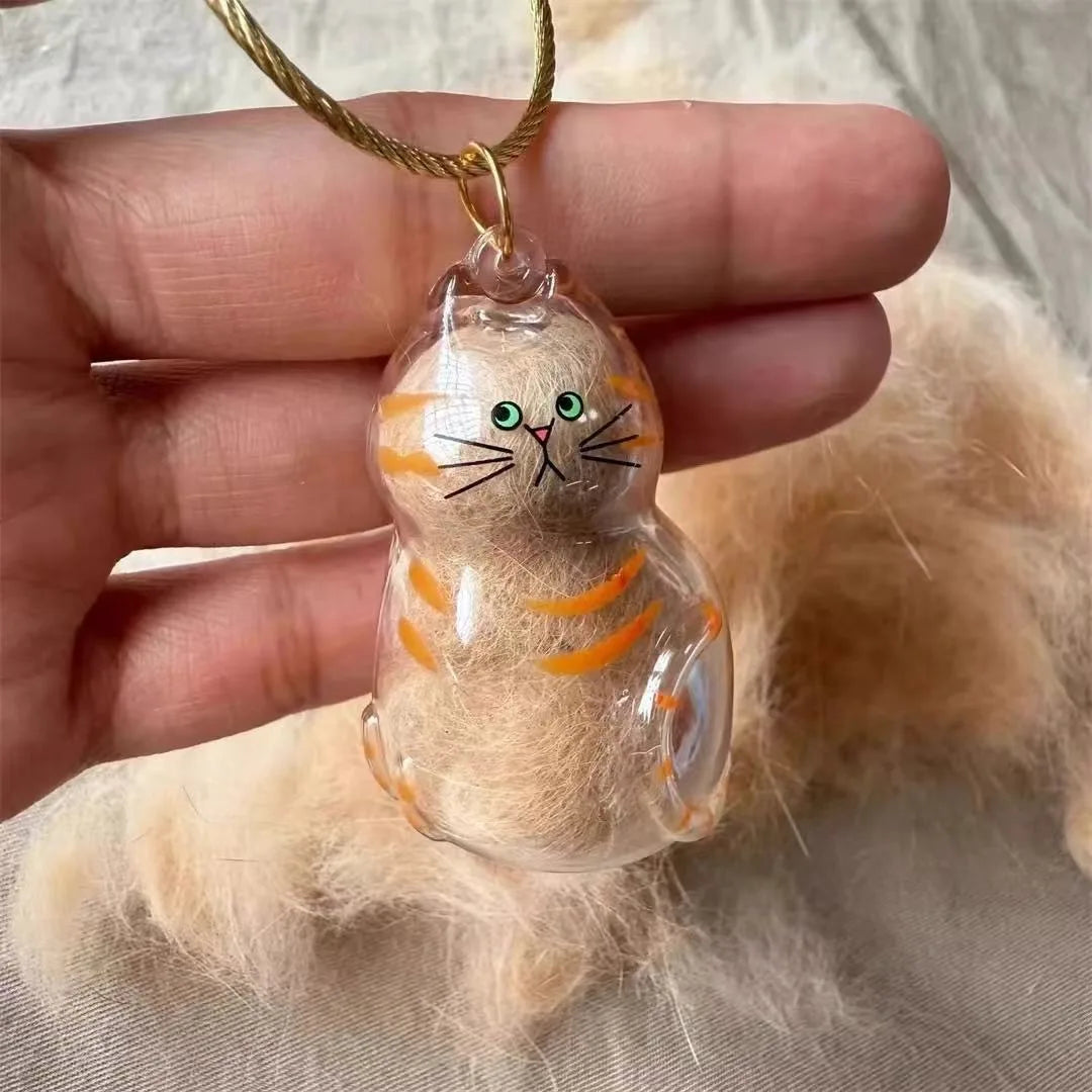Transparent Cat and Dog Hair Storage Box, Pendant, Gashapon, Cat Hair Storage Capsule, Gashapon Bag, Keychain, Hanging Accessory Oasis Select orange cat
