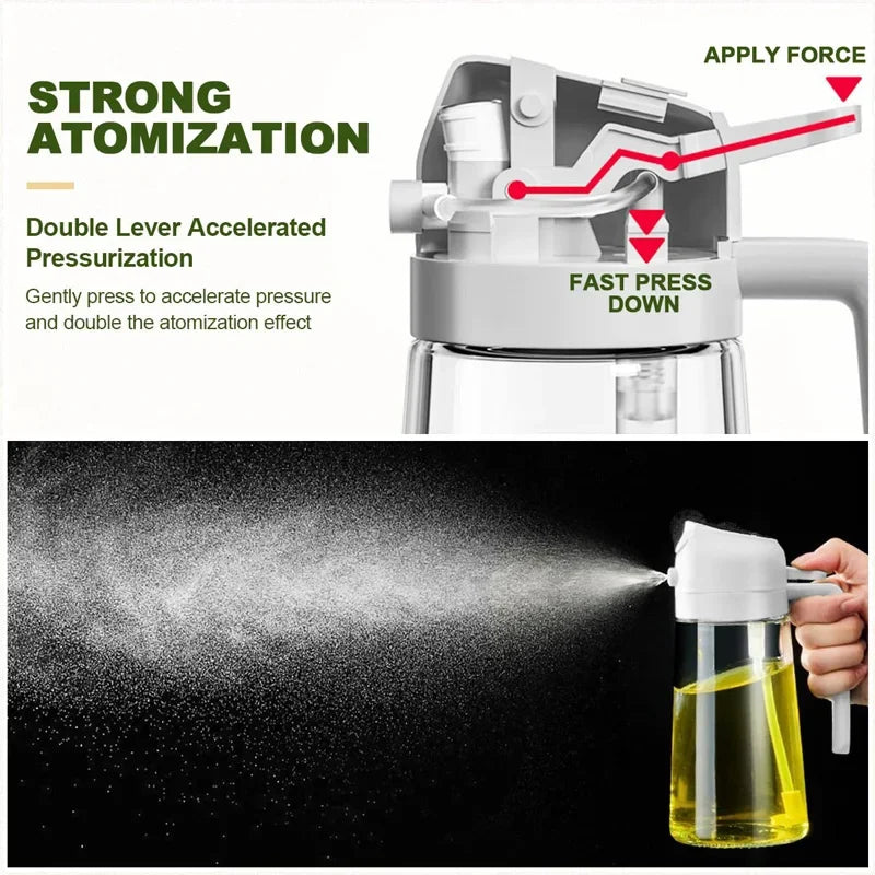 2in1 500ml Glass Spray Oil Sprayer Bottle Spray Oil Dispenser Oil Jar Cruet BBQ Kitchen Baking Roasting Picnic Kitchen Tool Oasis Select