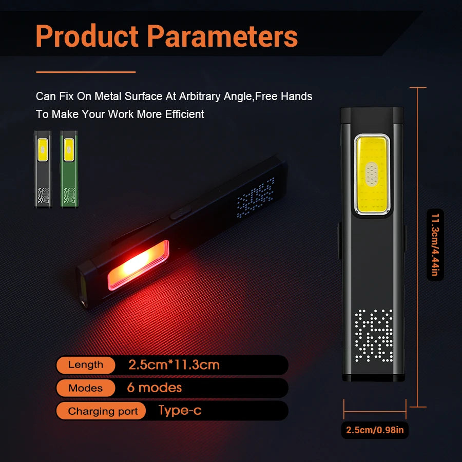 ZHIYU Rechargeable Pocket Flashlight 800LM COB 6 Modes USB-C