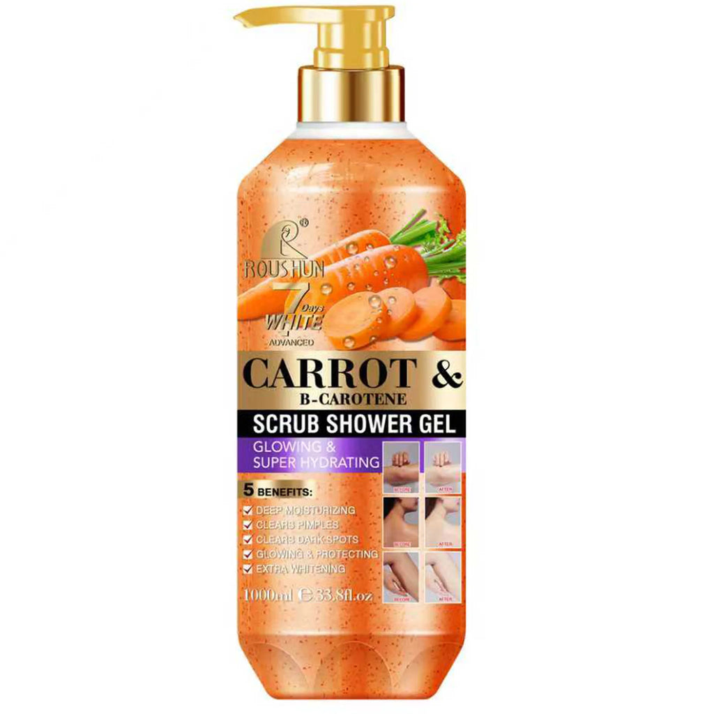 ROUSHUN Carrot Scrub Shower Gel 1000ml – Moisturizing Body Wash
