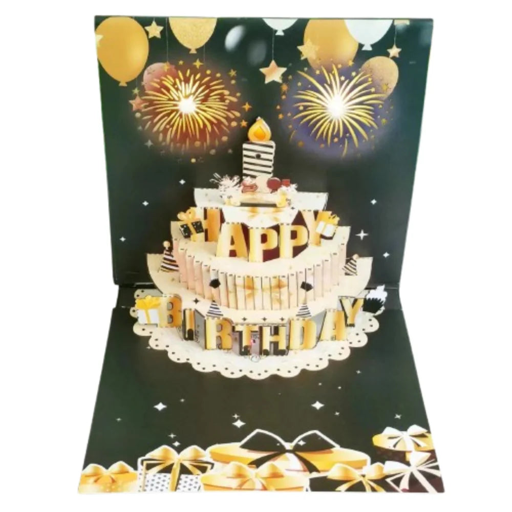 3D Pop-Up Musical Birthday Card with LED Blowable Candle