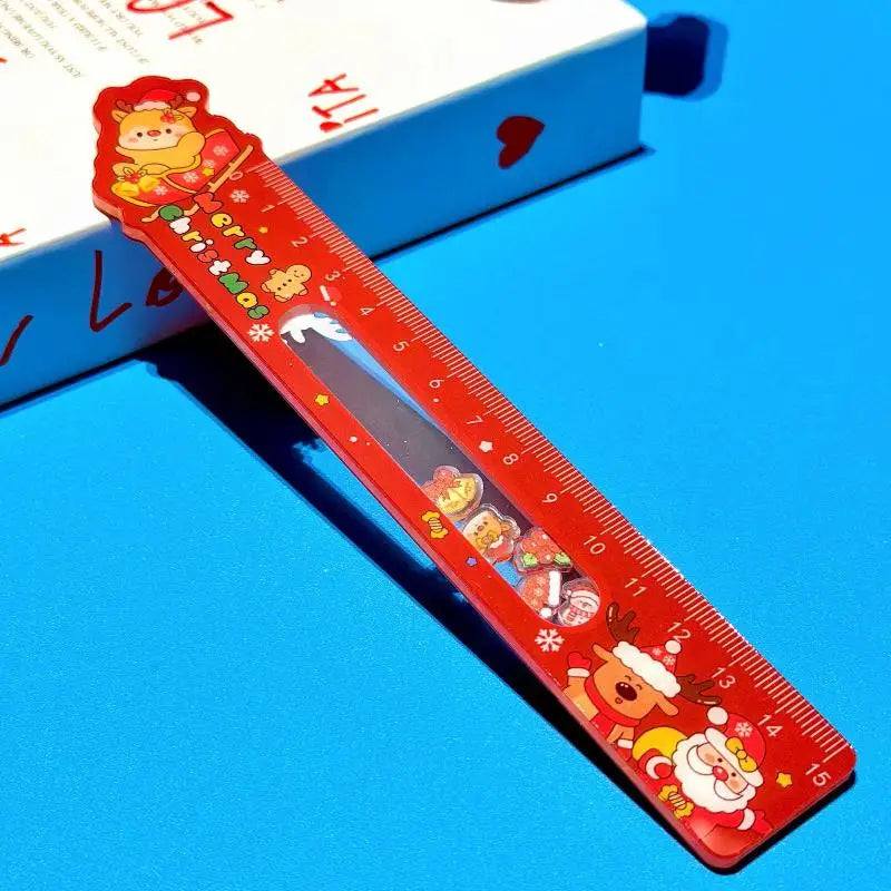Cartoon Santa Claus Snowman Christmas Ruler Creative Drawing Painting Tool Reward Stationery Student Gift School Supplies Oasis Select A1