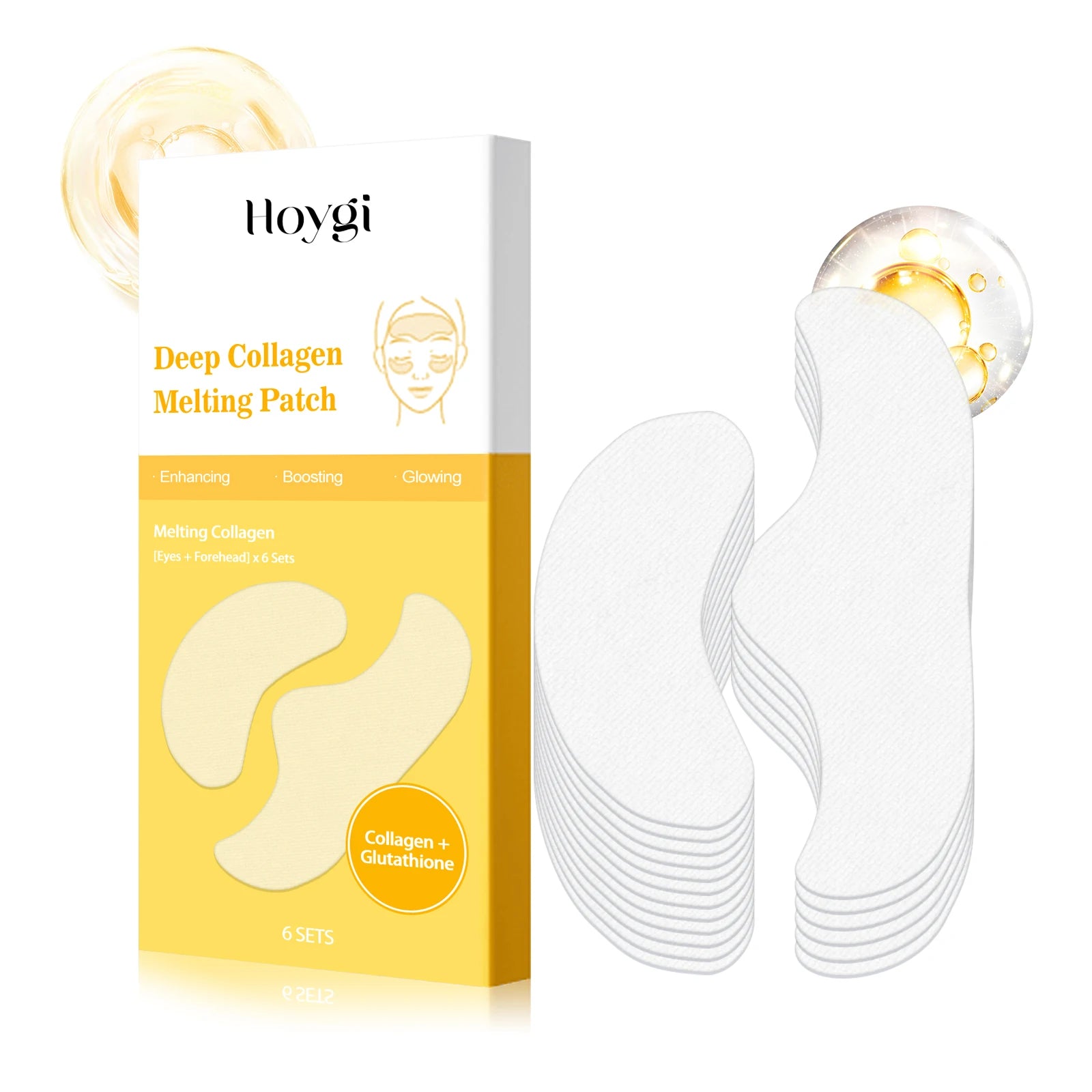 Collagen Protein Water Soluble Patches for Forehead Eye Area Absorbable Elasticity Firming Moisturizing Essence Patch Face Care Oasis Select 6Pcs