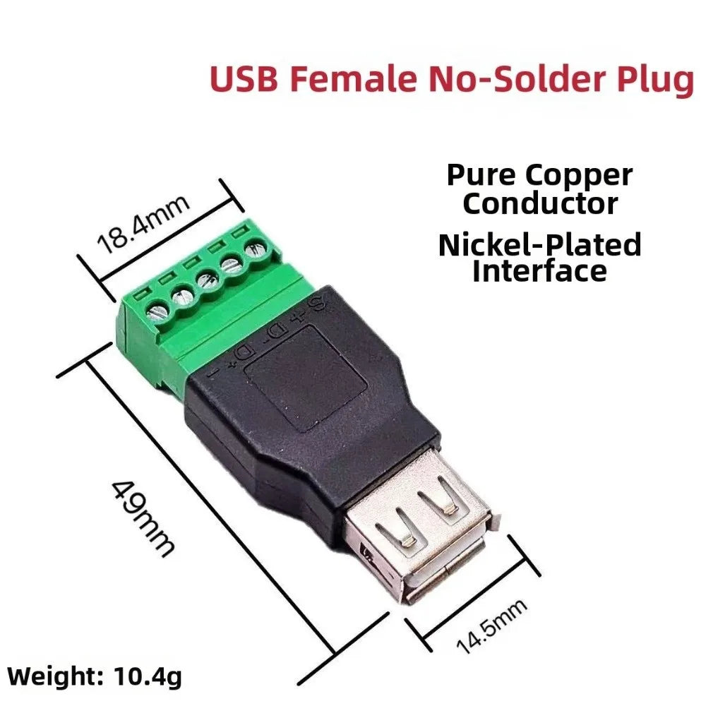 Female USB 2.0 Connector 5 Pin Type A Screw Terminal Plug Adapter Connector Jack Shield Screw Terminal USB Jack Oasis Select
