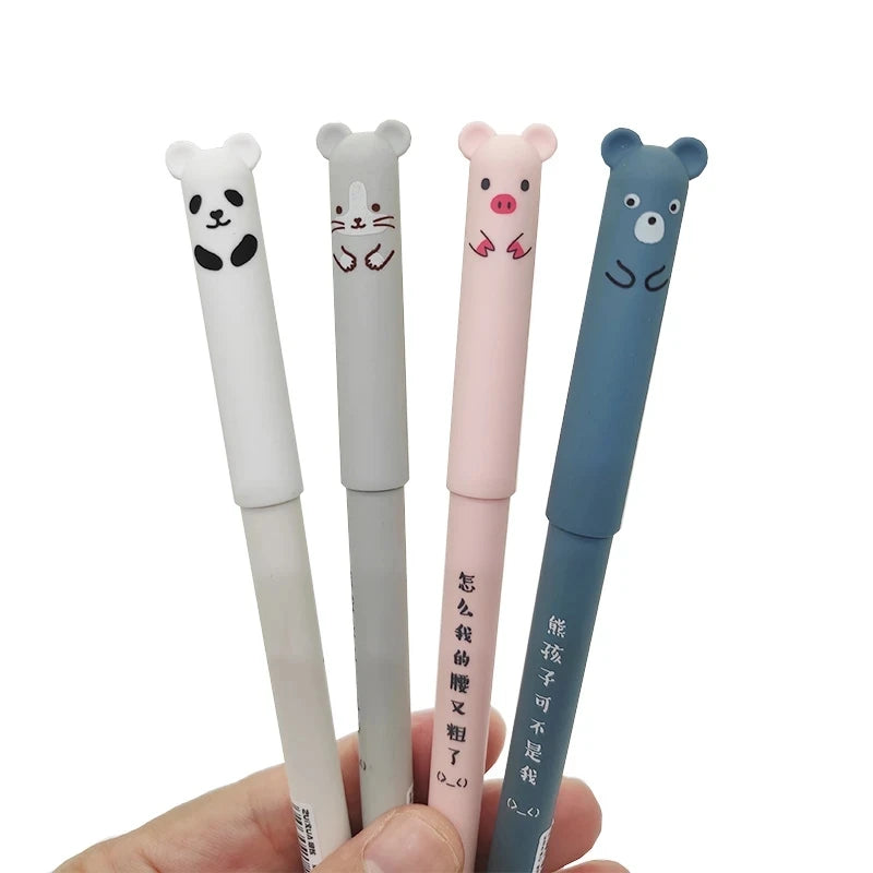 12pcs Animals Panda Erasable Gel Pen 0.5mm Blue Black Erasable Pen Refills Rods Washable Handle School Supplies Stationery Oasis Select