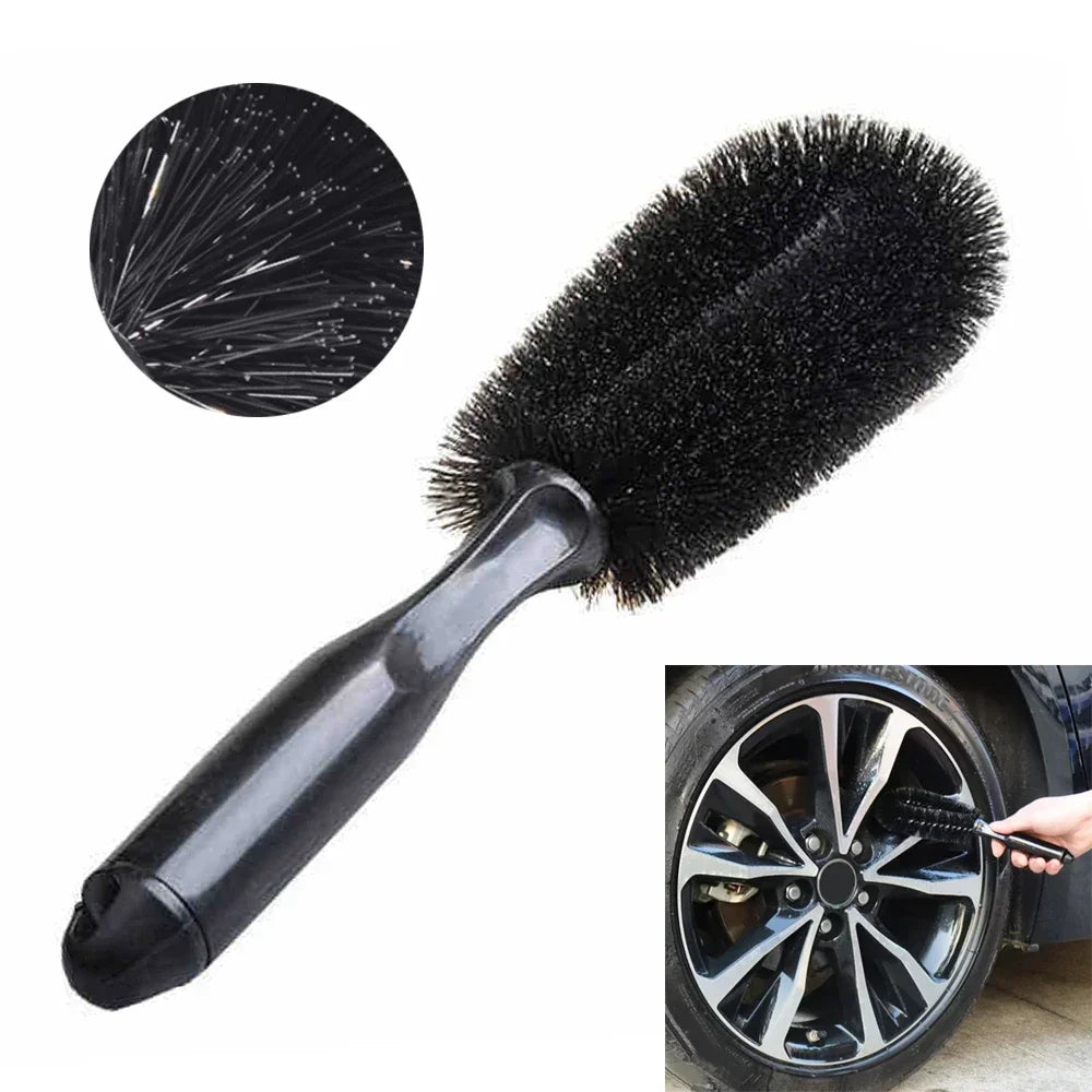 Car Wheel Brush Tire Cleaning Brushes Tools Car Rim Scrubber Cleaner Duster Handle Motorcycle Truck Wheels Car Detailing Brush Oasis Select