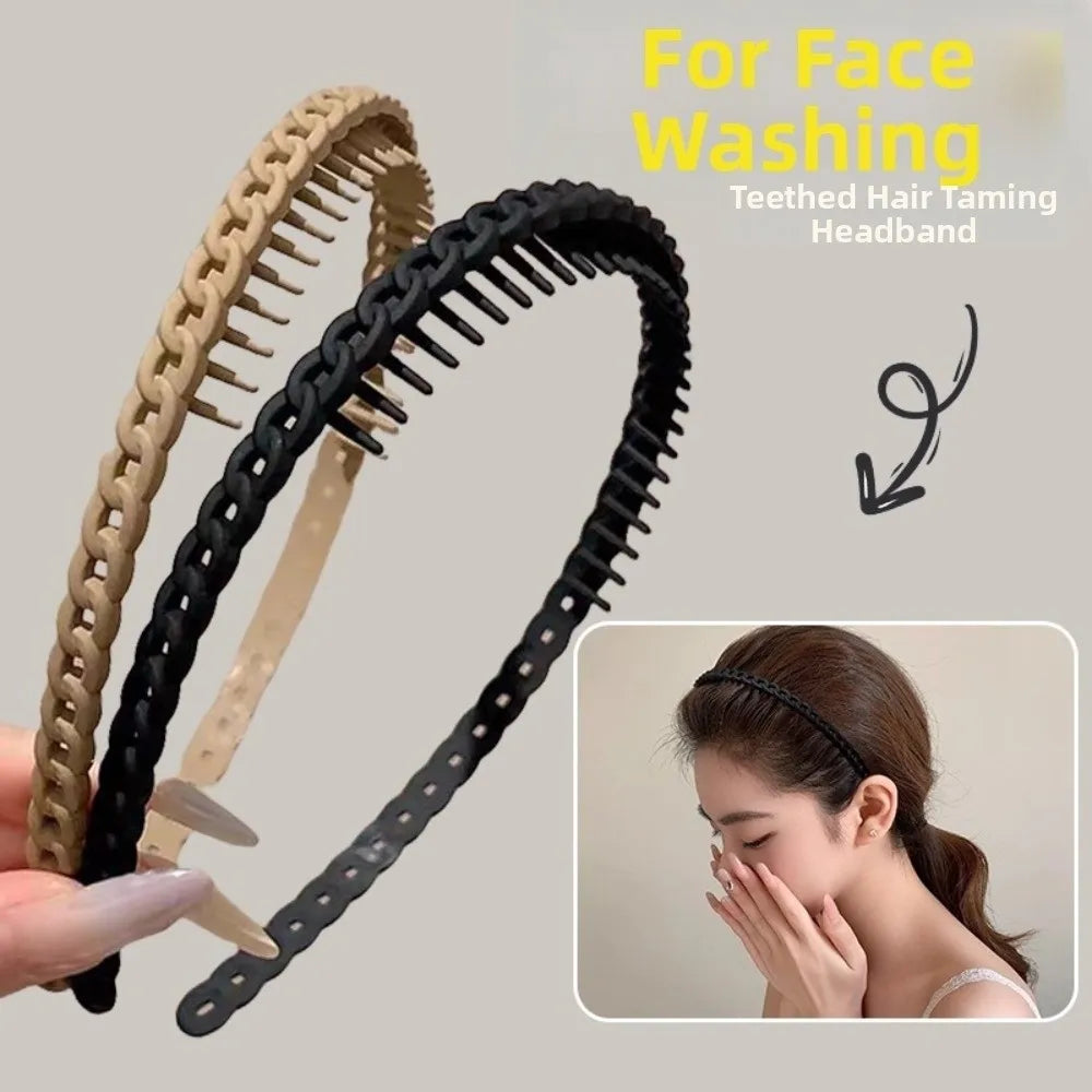 Frosted Texture Anti Slip Headbands Toothed Design Thin Braided Frosted Headbands Anti-Slip Teeth Multicolor Wave Oasis Select