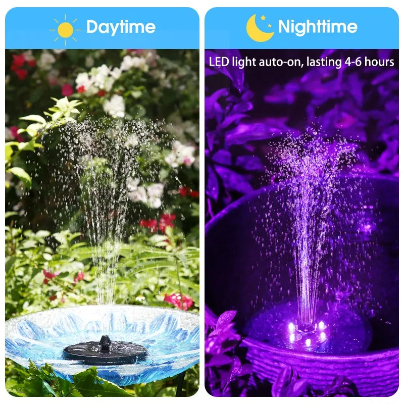 3W Solar Water Fountain with Colorfuls Light and 7 Different Nozzles, Ideal Outdoor Water Feature Decoration for Garden Pond Etc Oasis Select