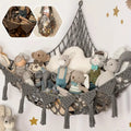 Stuffed Animal Toy Storage Hammock - Doll Stuff Animals Organizer Decorations - Cute Hanging Plushie Net Bedroom Room Decor Oasis Select Light Grey