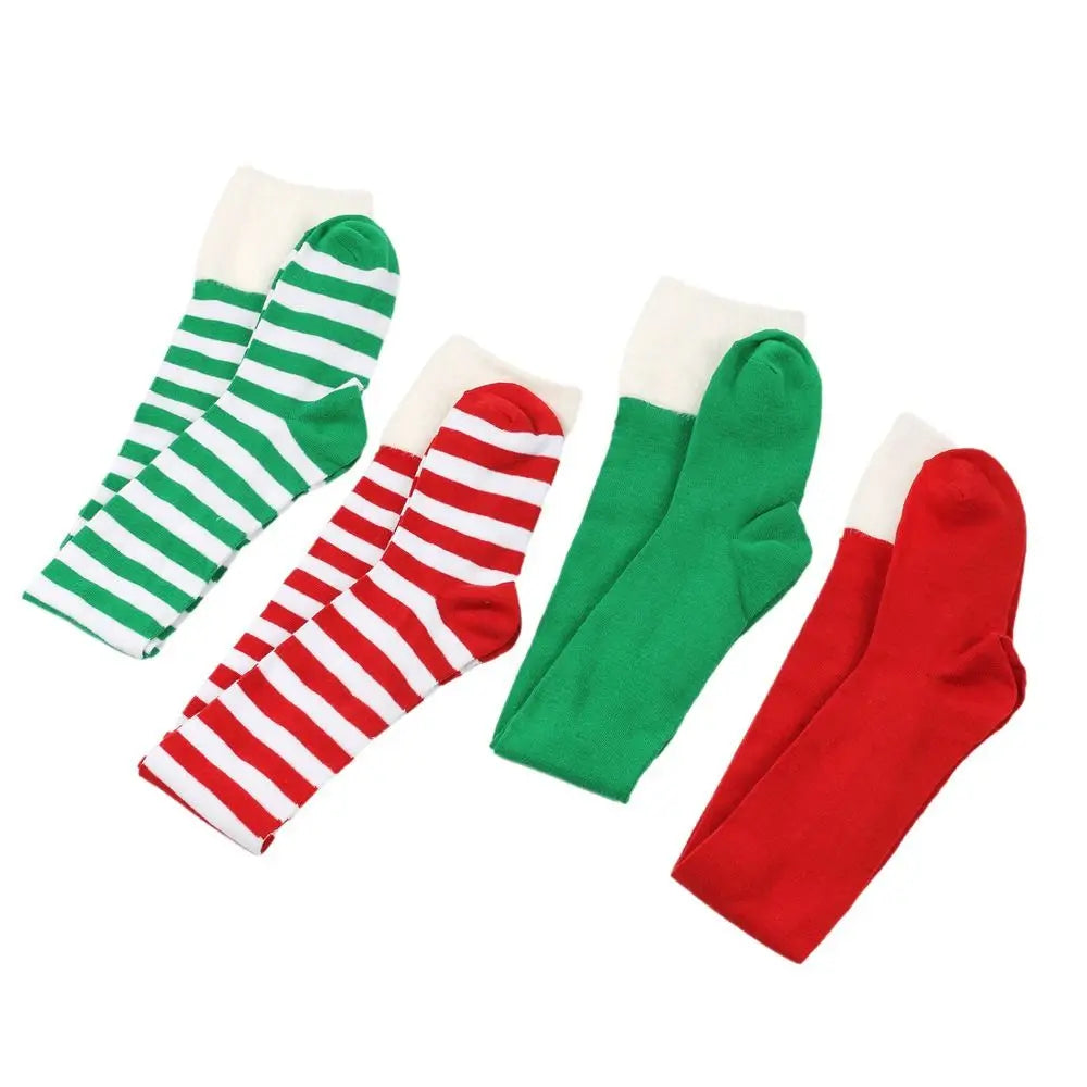 NEW Polyester Cotton Over Knee High Socks Multi-color Slim Christmas Hosiery Striped Long Socks Women Oasis Select