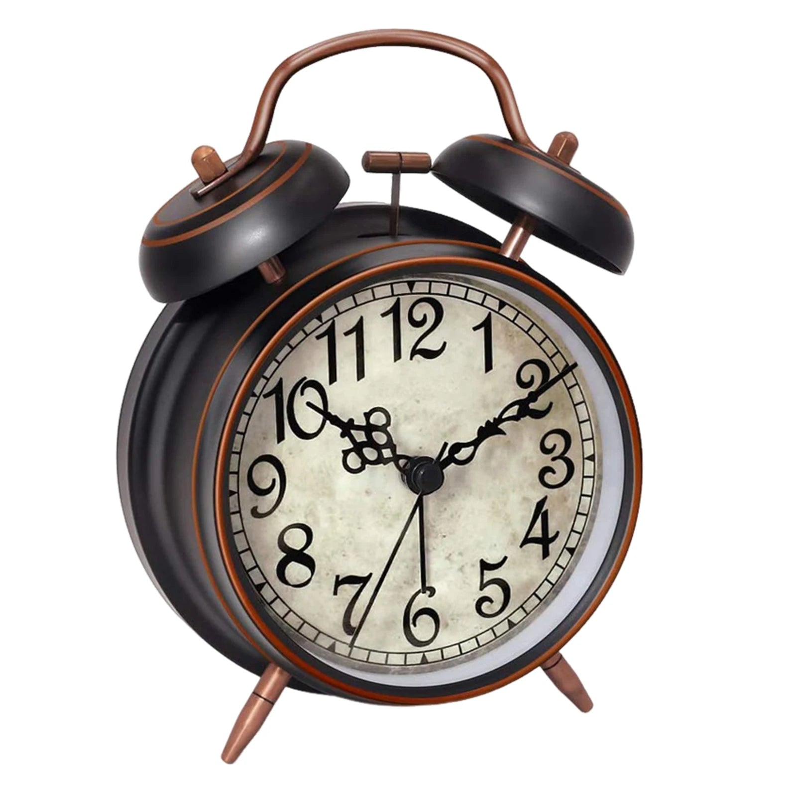 Antique Copper Twin-Bell Alarm Clock | Silent & Night Light