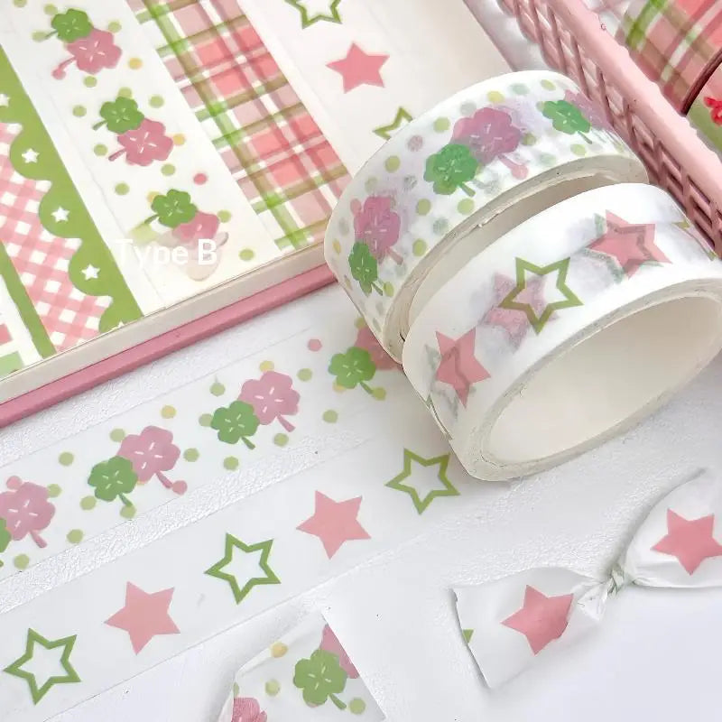 2/3Pcs INS Style Decorative Tape Set Wing Bow Grid Pattern Cute Adhesive Tapes for DIY Scrapbooking Journaling Craft Projects Oasis Select F
