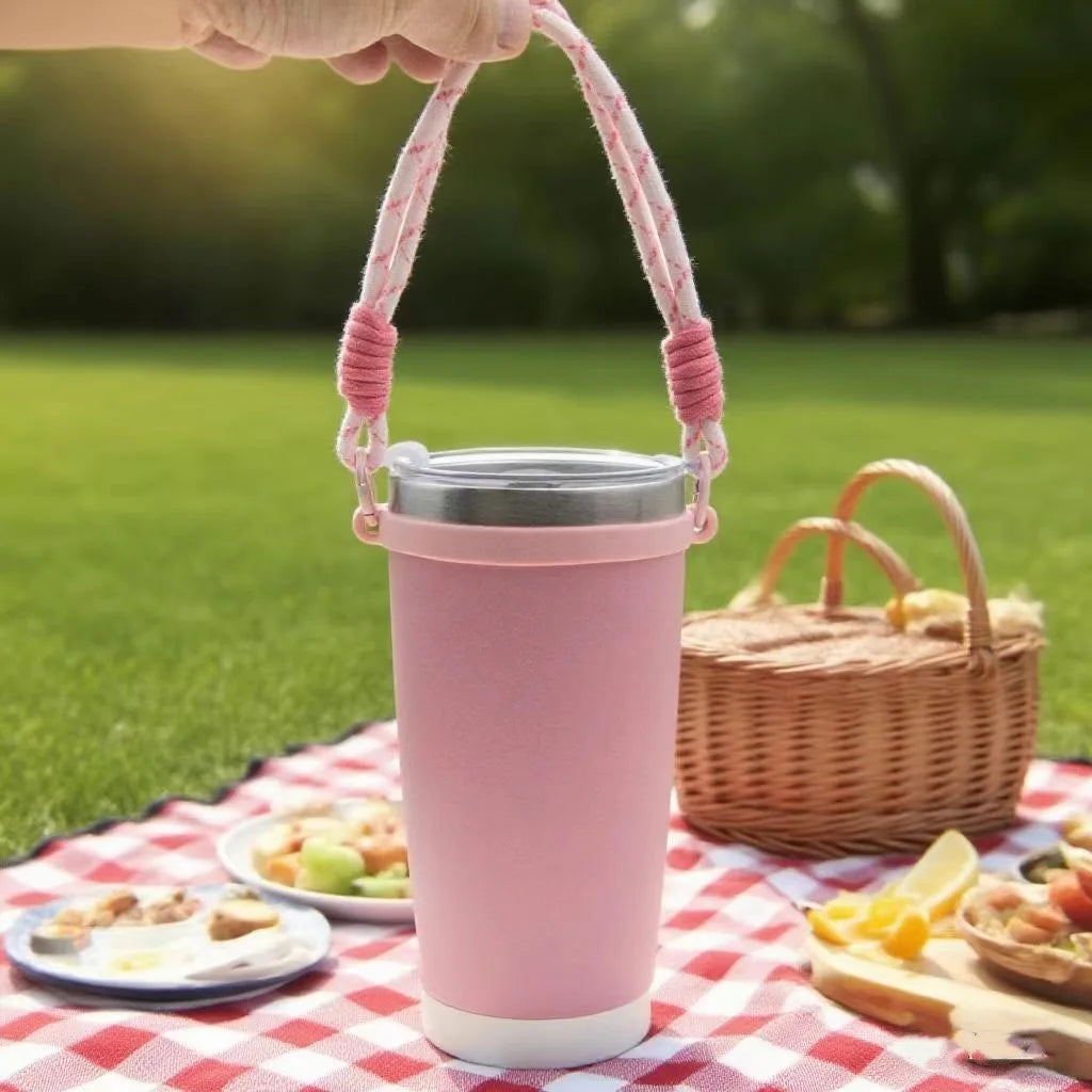 Flexible Silicone Handheld Bottle Wrap Anti Drop Portable Carrying Lanyard Multipurpose Cup Grip Casing Drinking Container Oasis Select