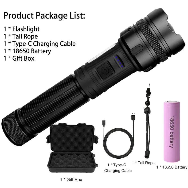 Rechargeable Outdoor Strong Flashlight Super Bright Multi functional Portable Flash light Long Range Shooting Flashlight Oasis Select KRX15 18650 box