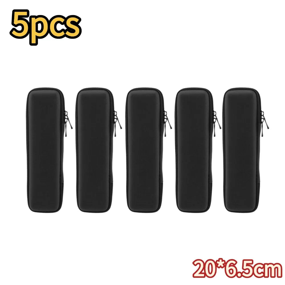Black EVA Hard Shell Stylus Pen Pencil Case Holder Earphone Mesh Storage Organizer Pencil Zipper Case School Supplies Oasis Select A-5pcs