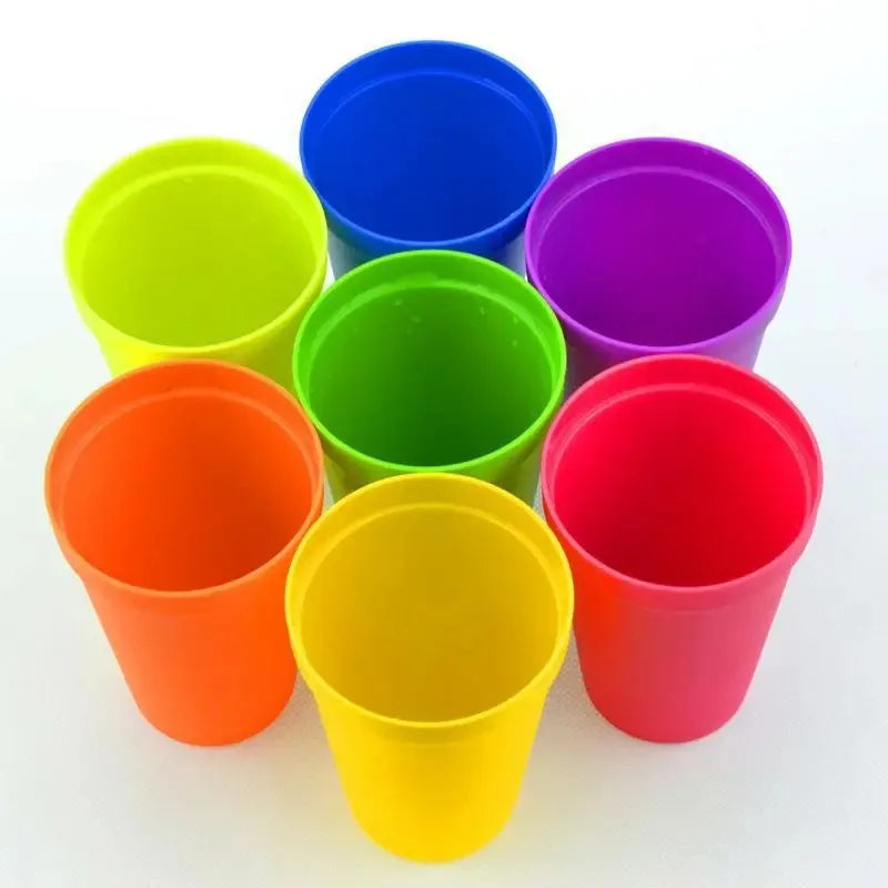 7pcs Rainbow Plastic Cups Set Reusable Water Mug Picnic Travel Trendy Funny Portable Rainbow Suit Cup Party Kids Drink Cup Oasis Select