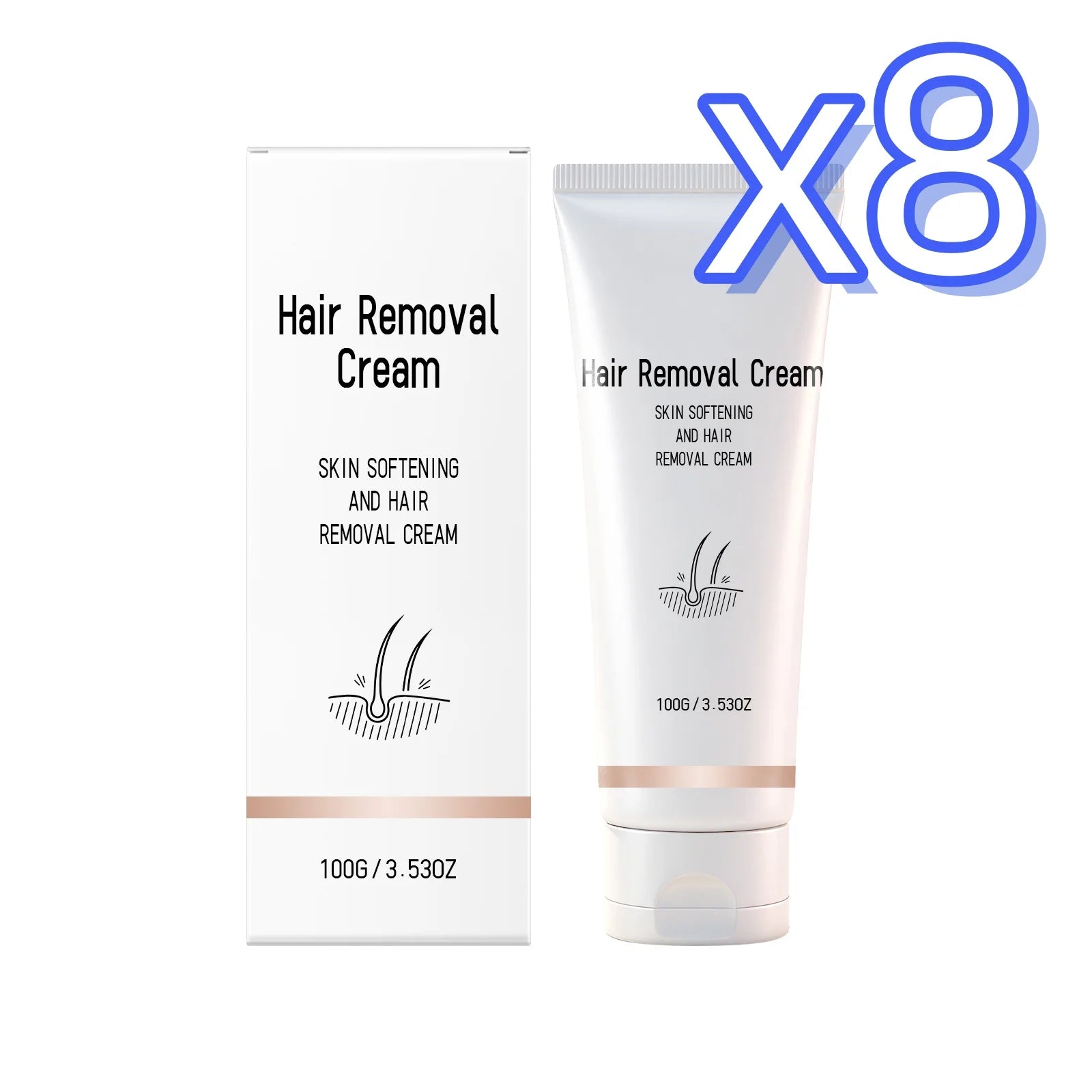 Instant Hair Removal Cream Gentle Painless Remove Hair Smooth Nourish Skin Easy Apply No Redness Personal Care Hair Remove Cream Oasis Select 100g Boxed x 8PCS