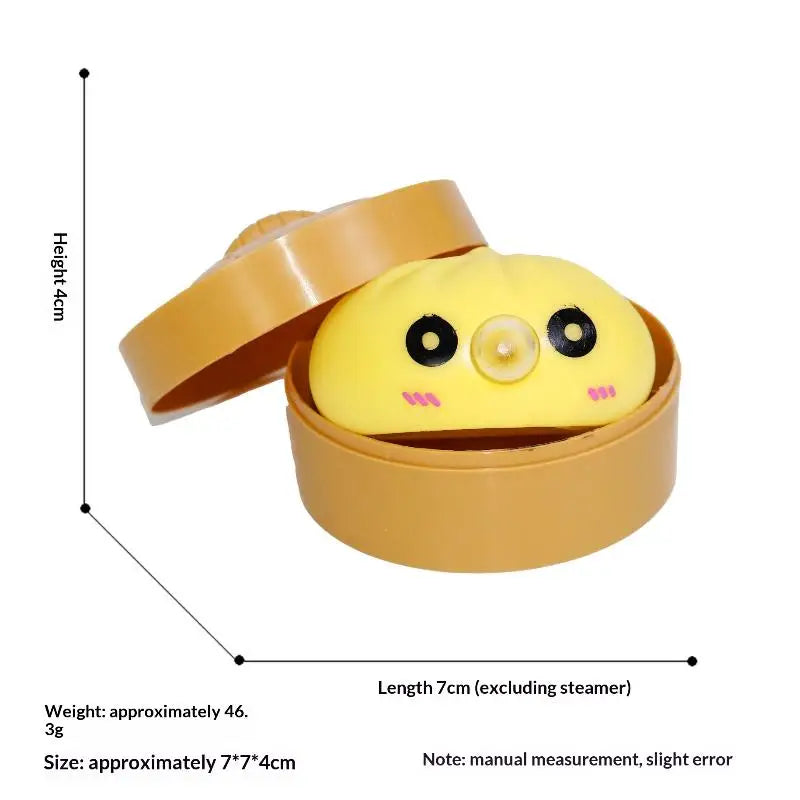 Cute Bubble Blowing Bun with Steamer Dumpling Fidget Toy, Soft Squeeze Stress Relief Toy Gift Oasis Select Yellow