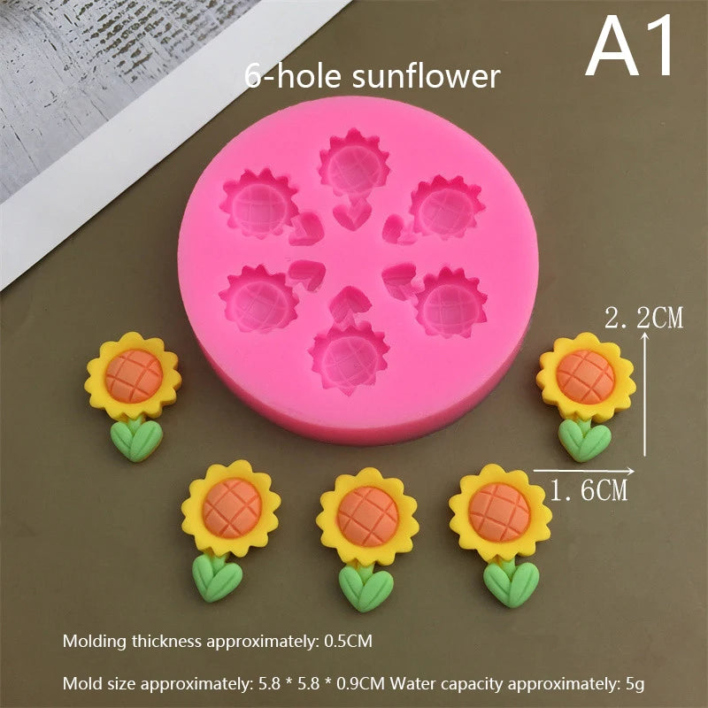 Cute Cartoon Flowers Bow Bee Fondant Silicone Molds DIY Cupcake Fondant Cake Decorating Chocolate Candy Baking Mold Oasis Select A1