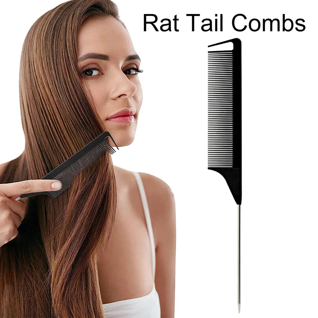 4 Candy Colors Hair Styling Pointy Tail Comb Set Anti-static Comb for Wig, Partition, Braid, Hair Dye, and Highlights Hair Tools Oasis Select