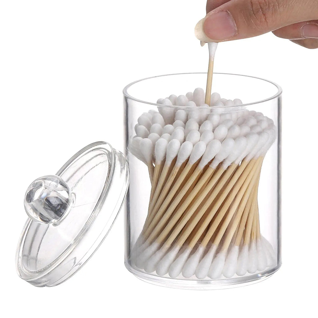 Transparent Stackable Acrylic Cotton Pad Holder, 2 In 1 Cotton Pad Storage, Upper and lower combined storage box Oasis Select B