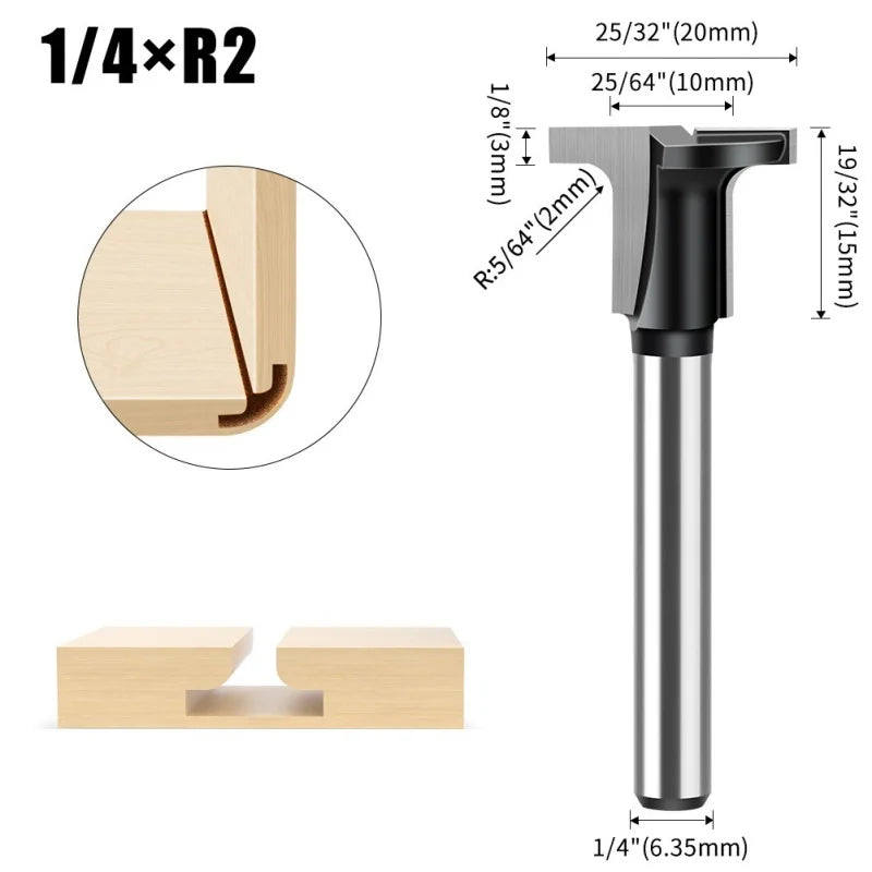 1Pcs 6mm 1/4" Shank Carbon Crystal Plate Arc Bending Router Bit T-half Round Flat Slotted Angle Cutter Woodworking Tools Oasis Select 1-4