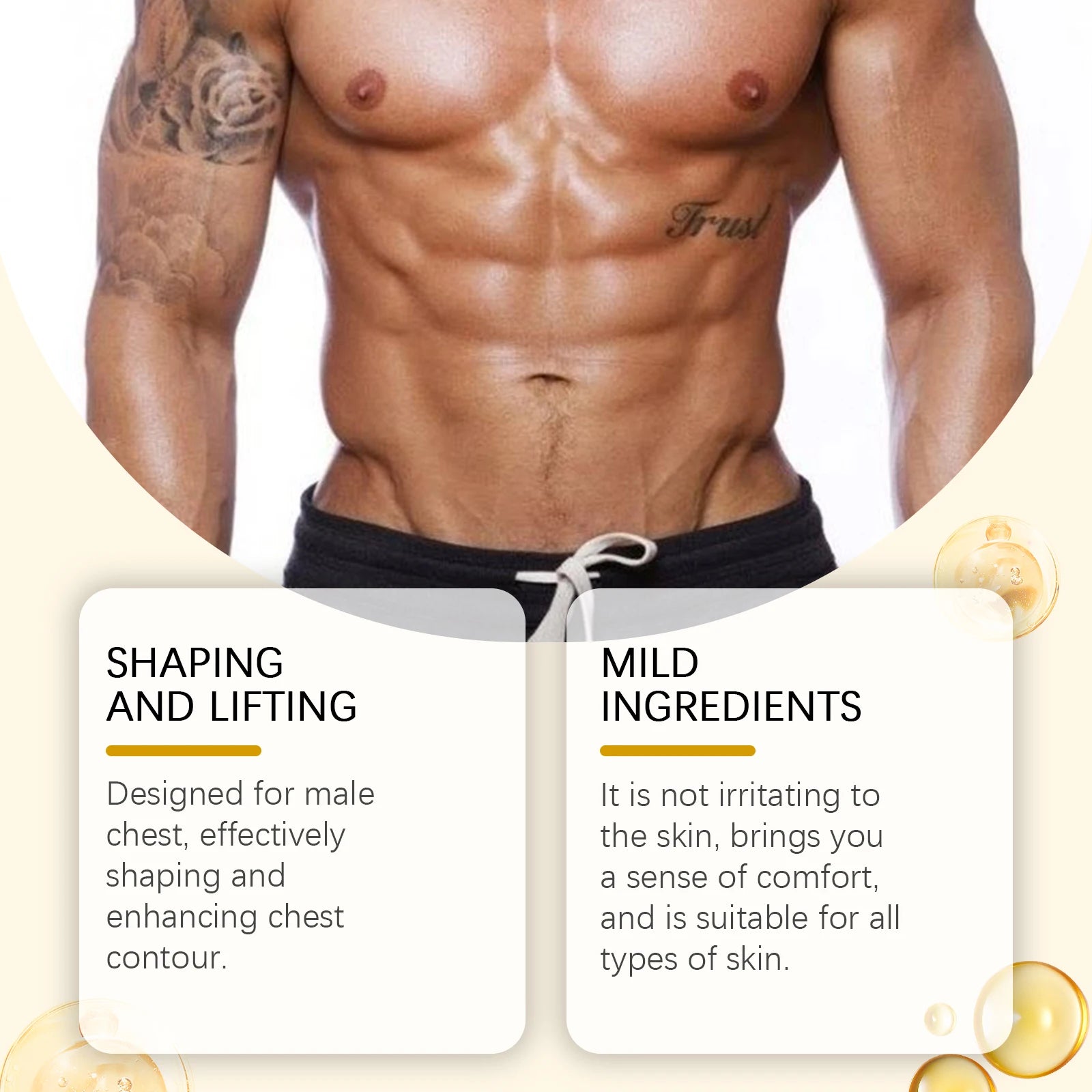 Bee Venom Men's Chest Massage Oil Firming Nourishing Care for Chest Contouring Tightening Elasticity Oil Men's Chest Skin Care Oasis Select