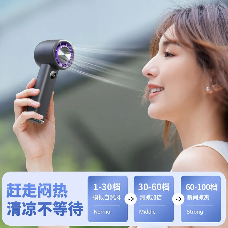 URGGU Handheld Turbo Fan – 100 Speeds, USB Rechargeable