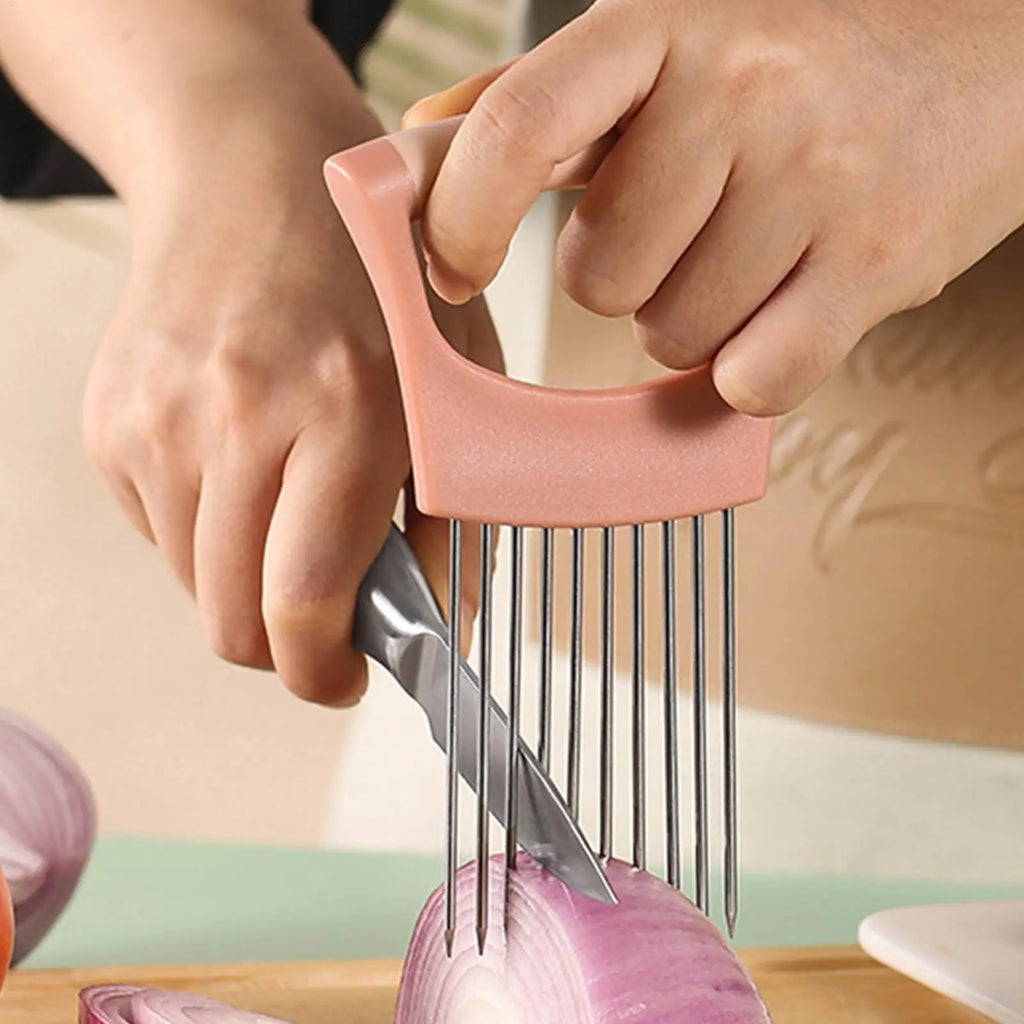Onion Slicer stainless steel potato chip onion holder Tomato Onion Slicer Holder Vegetables Cutting Fork Kitchen Gadgets Oasis Select