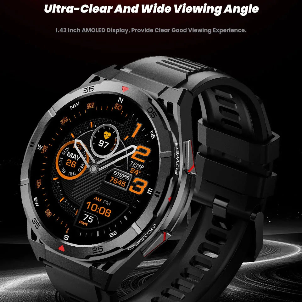 3ATM Waterproof Smart Watch Men GPS AMOLED Screen Smartwatch Compass Altitude Air Pressure BT Call 480mAh Sports Health Monitor Oasis Select