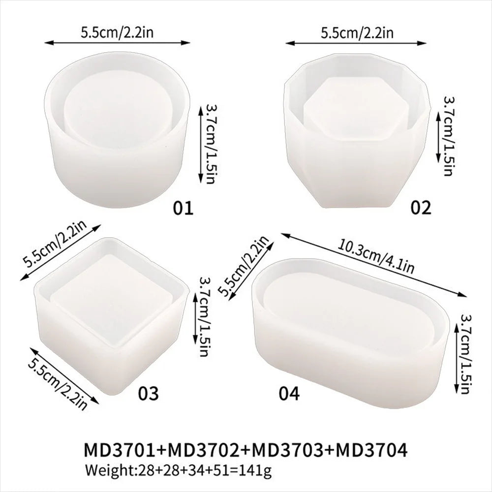 Round Candle Mold Flexible Square Candle Mold Oval Storage Box Mold White For Resin Casting Arts And Crafts Candle Making Oasis Select B