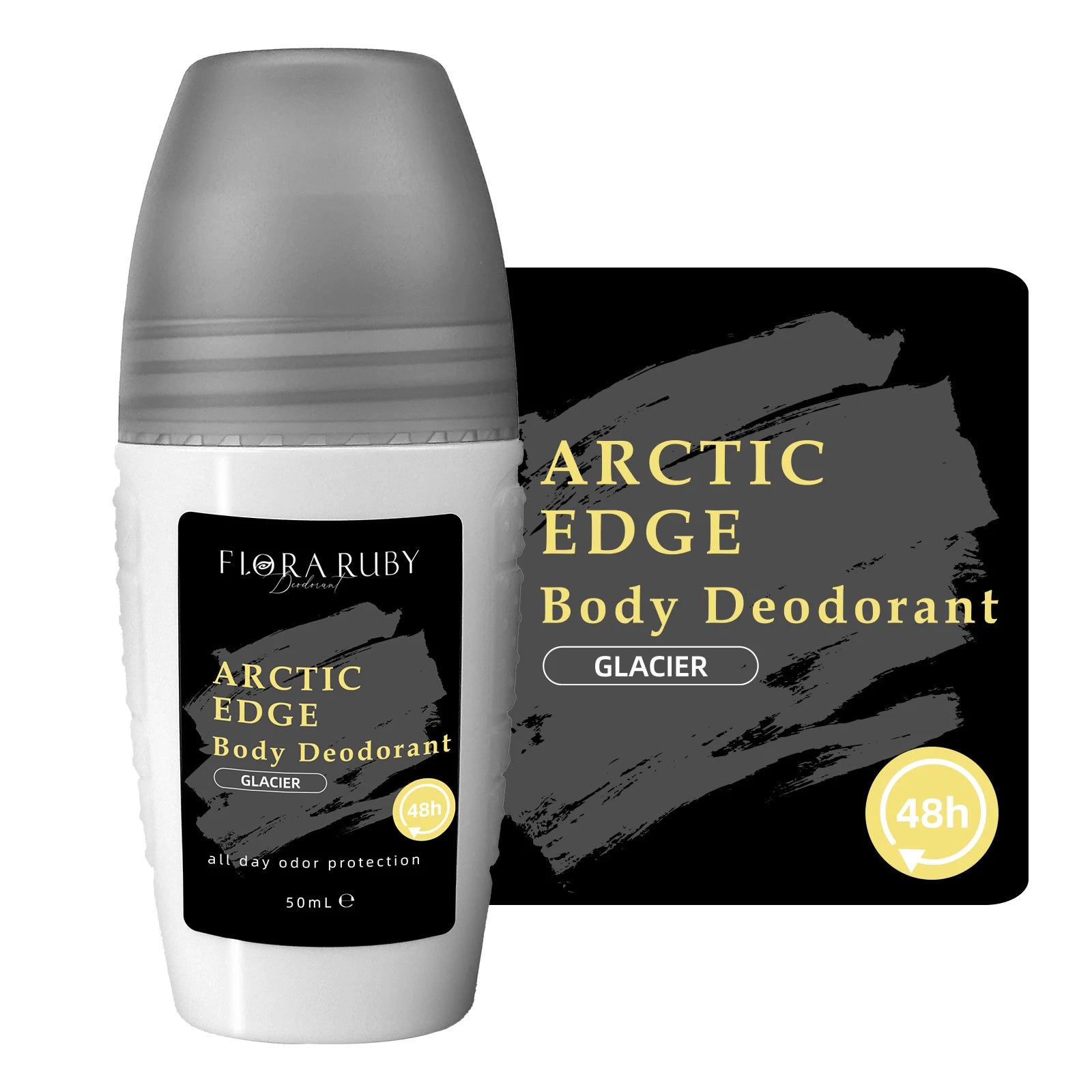 Flora Ruby Light Grey Series Deodorant Roll On All-purpose Deodorant Roll Aluminum Free Easy To Carry 50g Oasis Select Arctic Edge