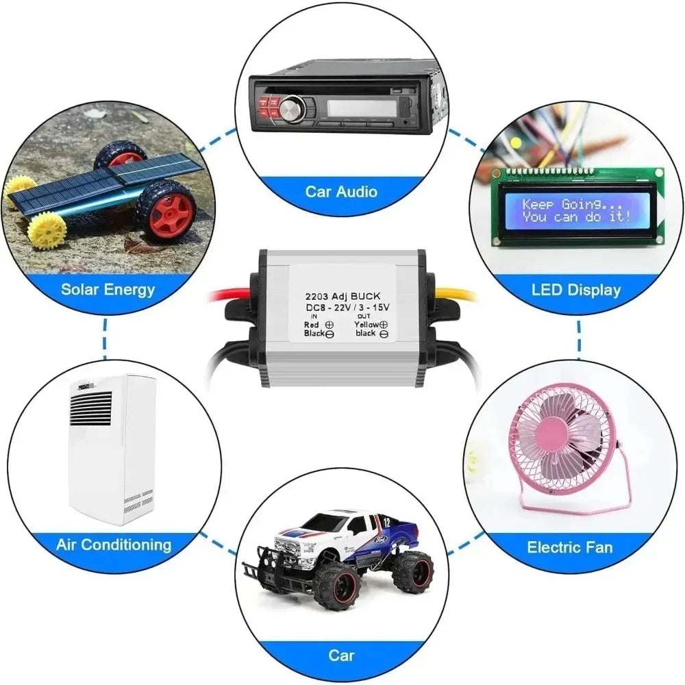 18V20V24V to DC 12V 3A DC DC Regulator Buck Power Converter Supply 8-35V to 3-15V Step Down Waterproof Voltage Converter Buck Oasis Select