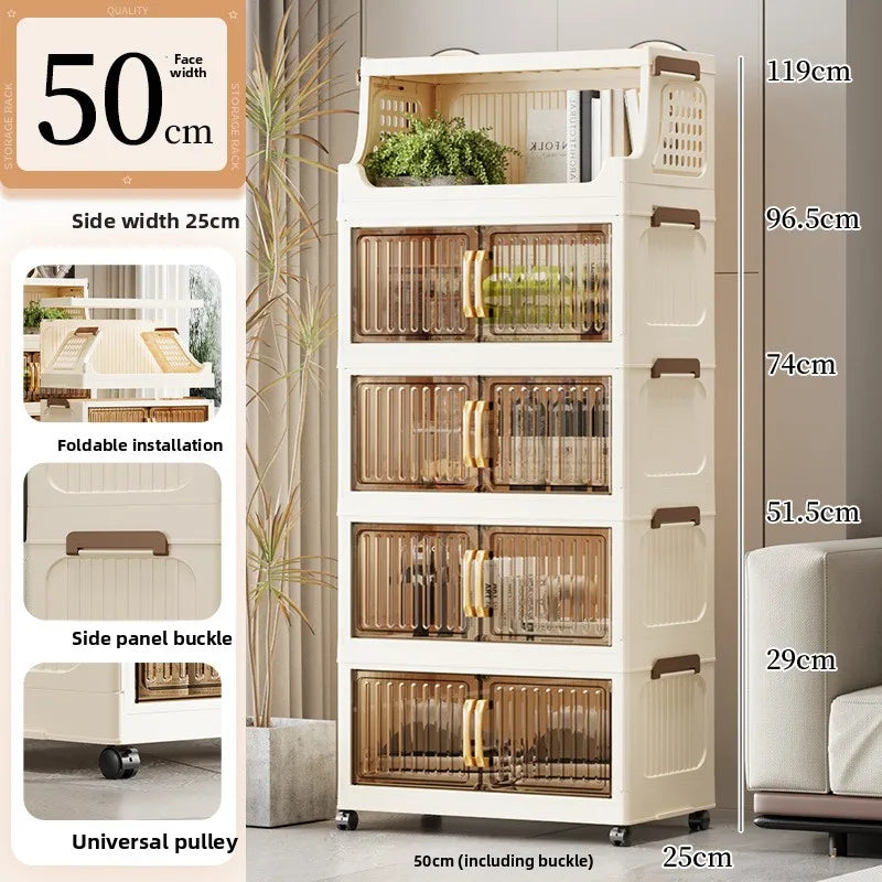 40-50-60 transparent household living room multi-layer mobile snack locker storage folding rack locker Oasis Select 50CM 1 plus 4