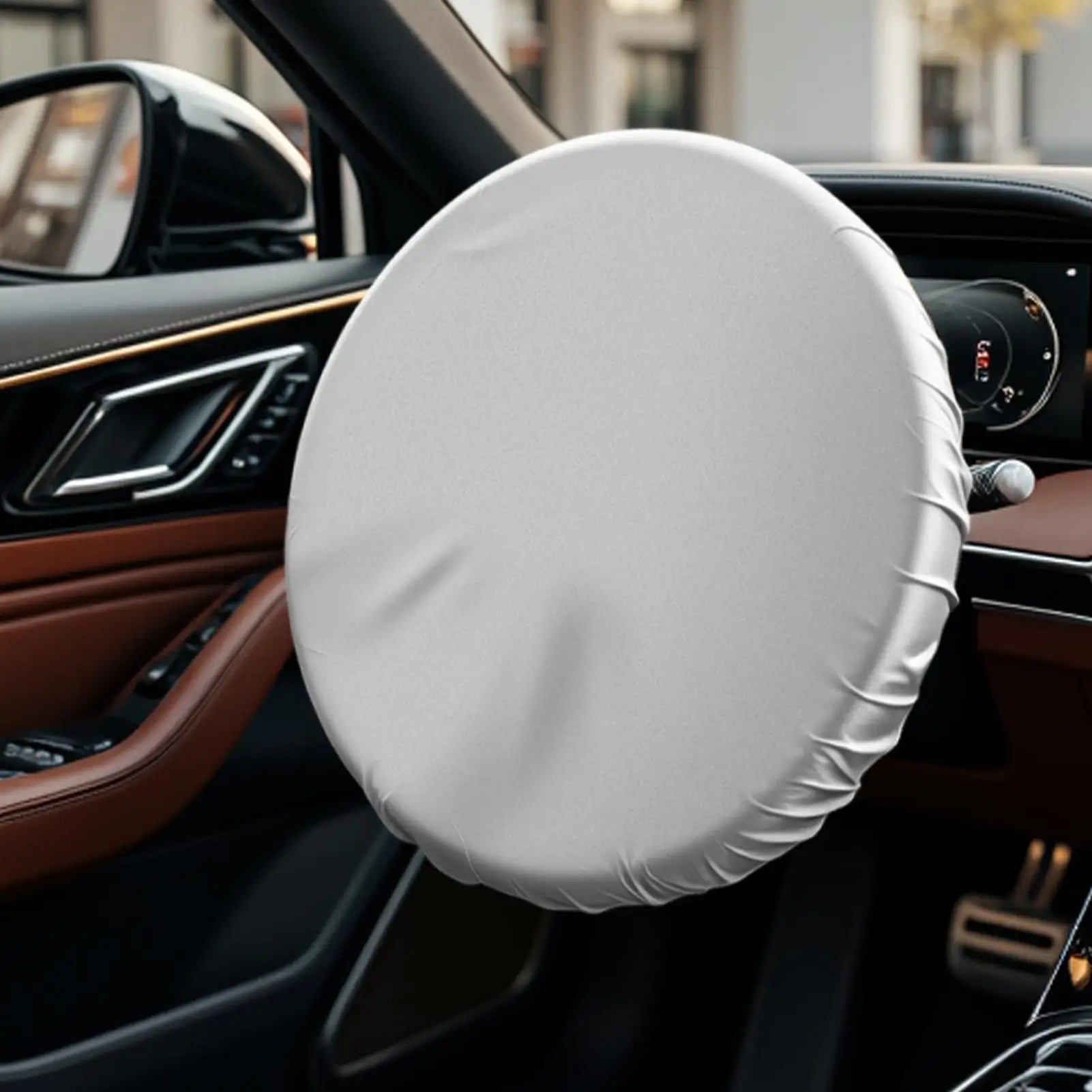 42cm Car Steering Wheel Sun Block Silver Coated Cloth Sun Shade Cover Auto Steering Wheel Sheath Sunscreen Insulation Accessorie Oasis Select