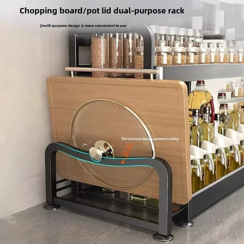 Multi-functional Household cutting board seasoning storage rack multi-layer knife holder chopstick cage kitchen countertop rack Oasis Select