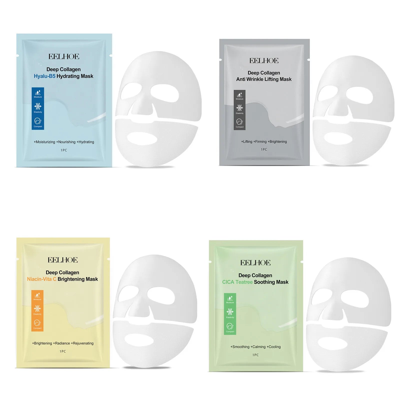 EELHOE Nicotinamide Face Mask – Collagen, Hyaluronic Acid Firming Collagen Sheet Mask Oasis Select