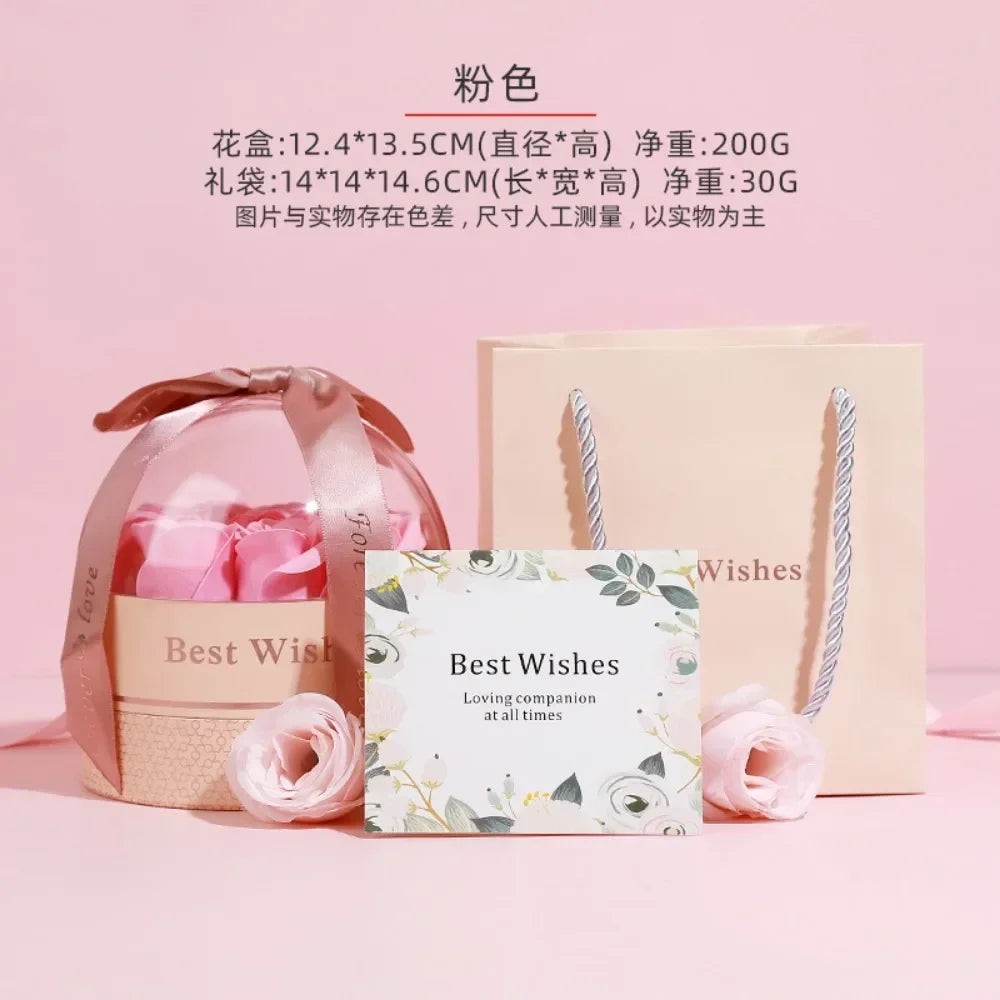 Cylinder Creative Rose Box Set Valentine Day Ring Pendant Earring Universal Gift Box Artificial Flowers for Girlfriend Surprise Oasis Select