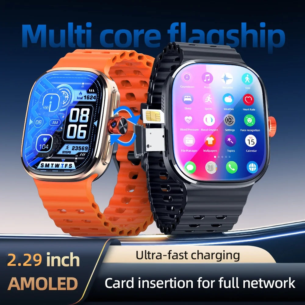 2.29inch Amoled 5G LTE Full Netcom Android 13.0 Smartwatch Smart Watch With 190° Rotary Camera Touch ID Infrared remote function Oasis Select
