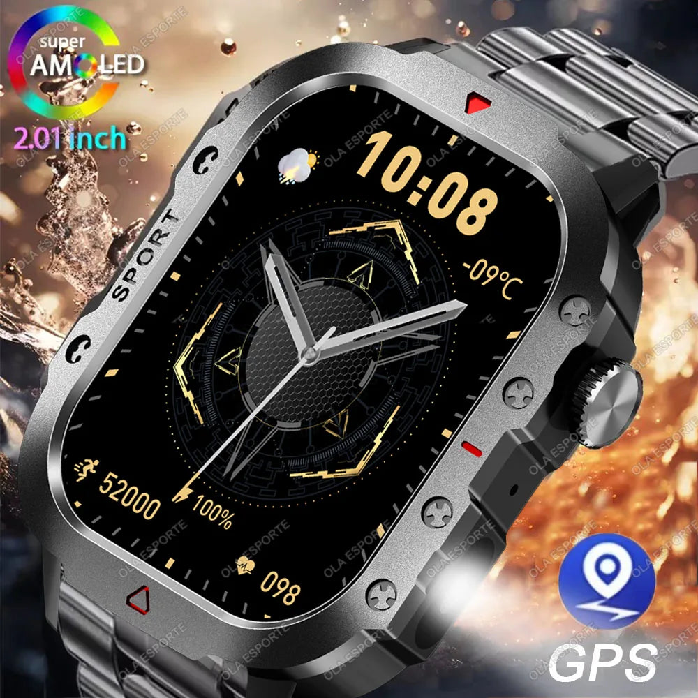 Ola Esporte Military GPS Smart Watch – Bluetooth & Flashlight