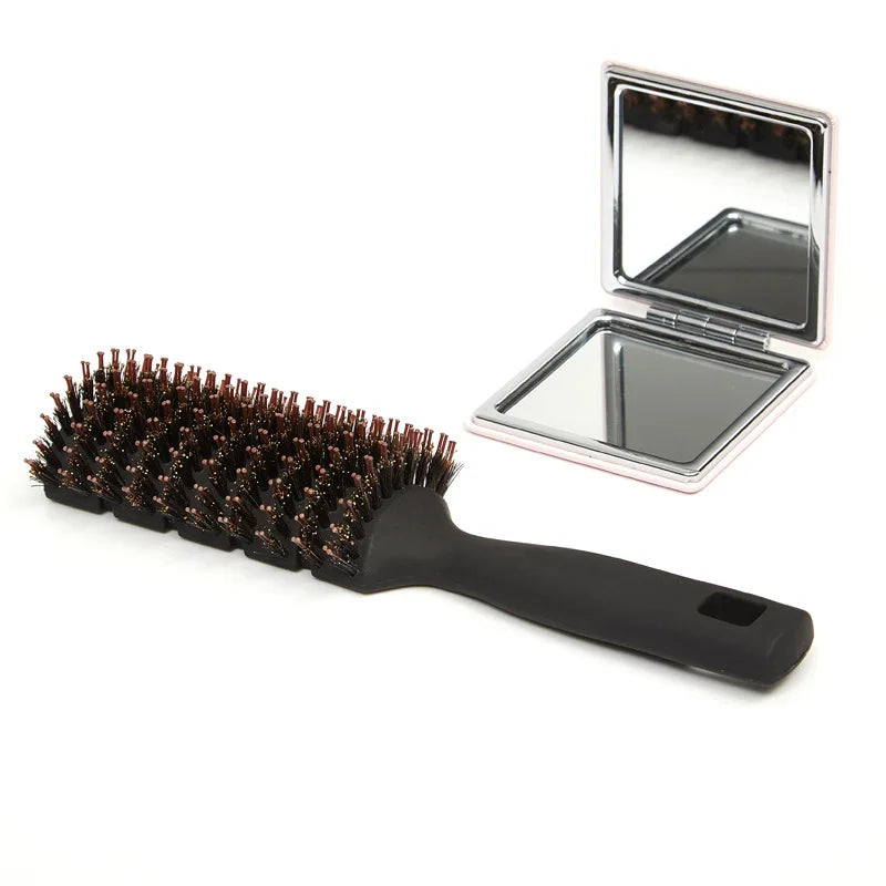 Boar Bristles Detangling Hair Brush Hollow Out Tangled Hair Comb Quick Dry Anti Static Curl Define Styling Brush Barber Tool New Oasis Select