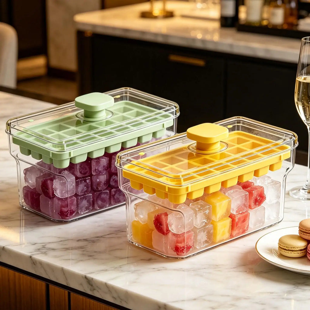 Press Ice Tray Bucket Multifunctional 32 Gride Ice Cubes Mold Ice Maker With One-touch To Release Portable Ice Box Ice Tray Oasis Select