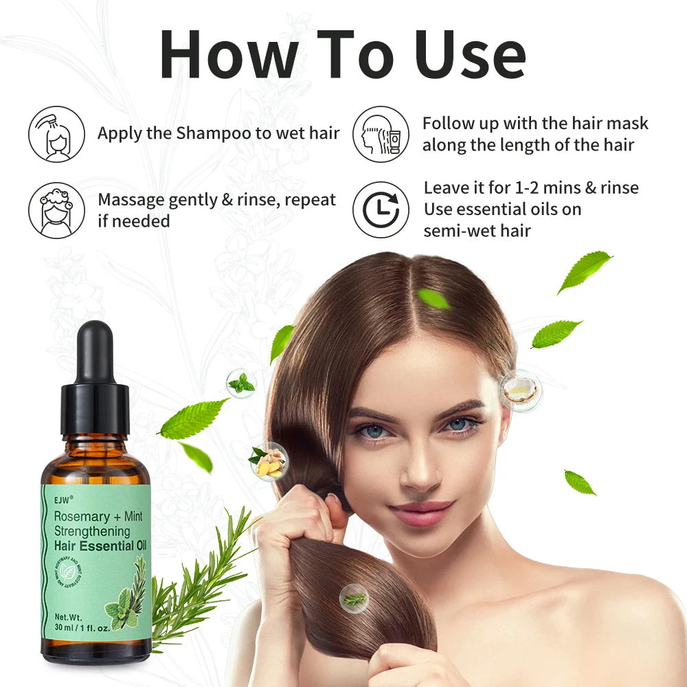 Rosemary & Mint Hair Oil - Stronger and Healthier Hair, for Dry Damaged Hair, Frizzy or Color Treated,Hair care essential oil. Oasis Select