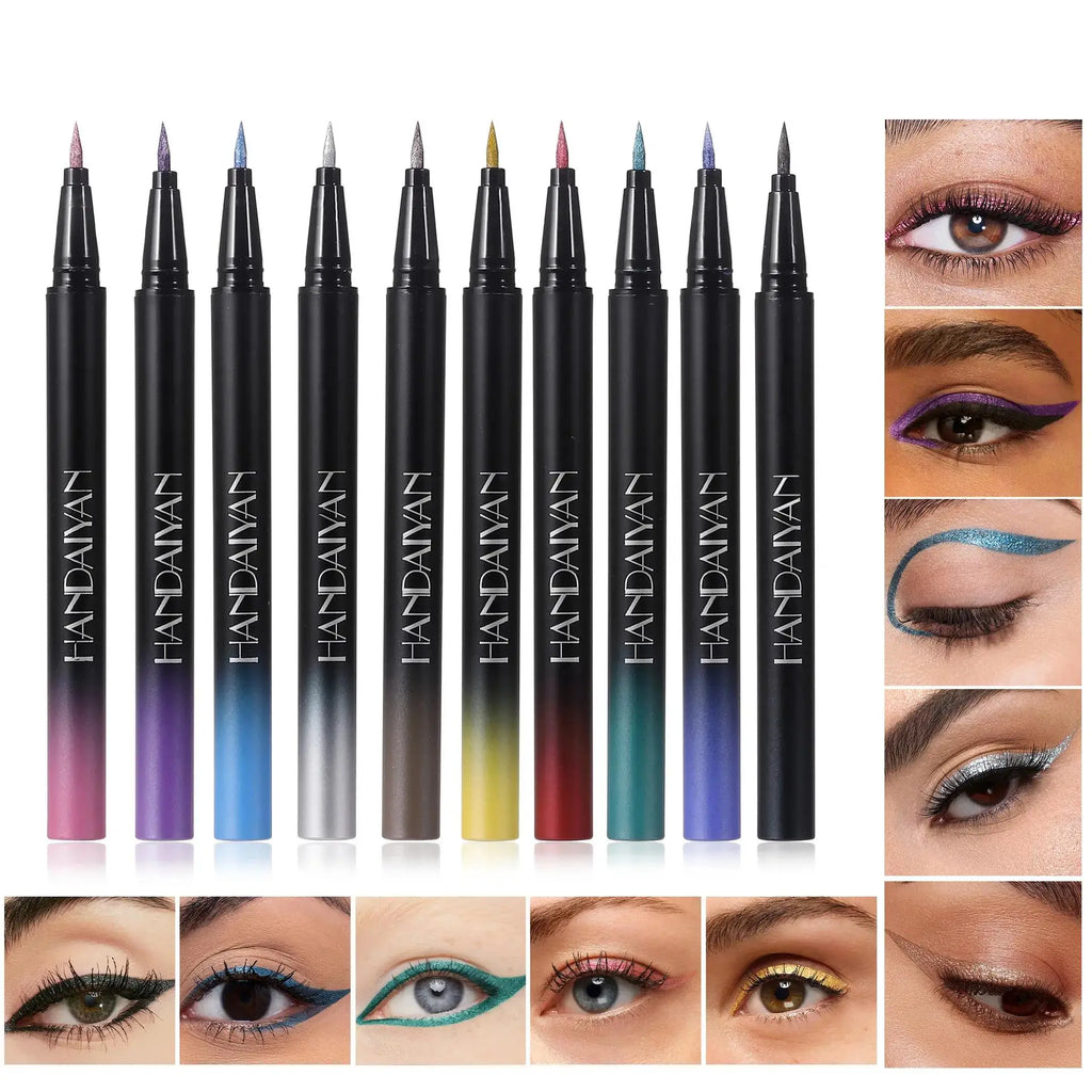 Handaiyan Metallic Glitter Liquid Eyeliner – Waterproof, 10 Colors Liquid Eyeliner Oasis Select