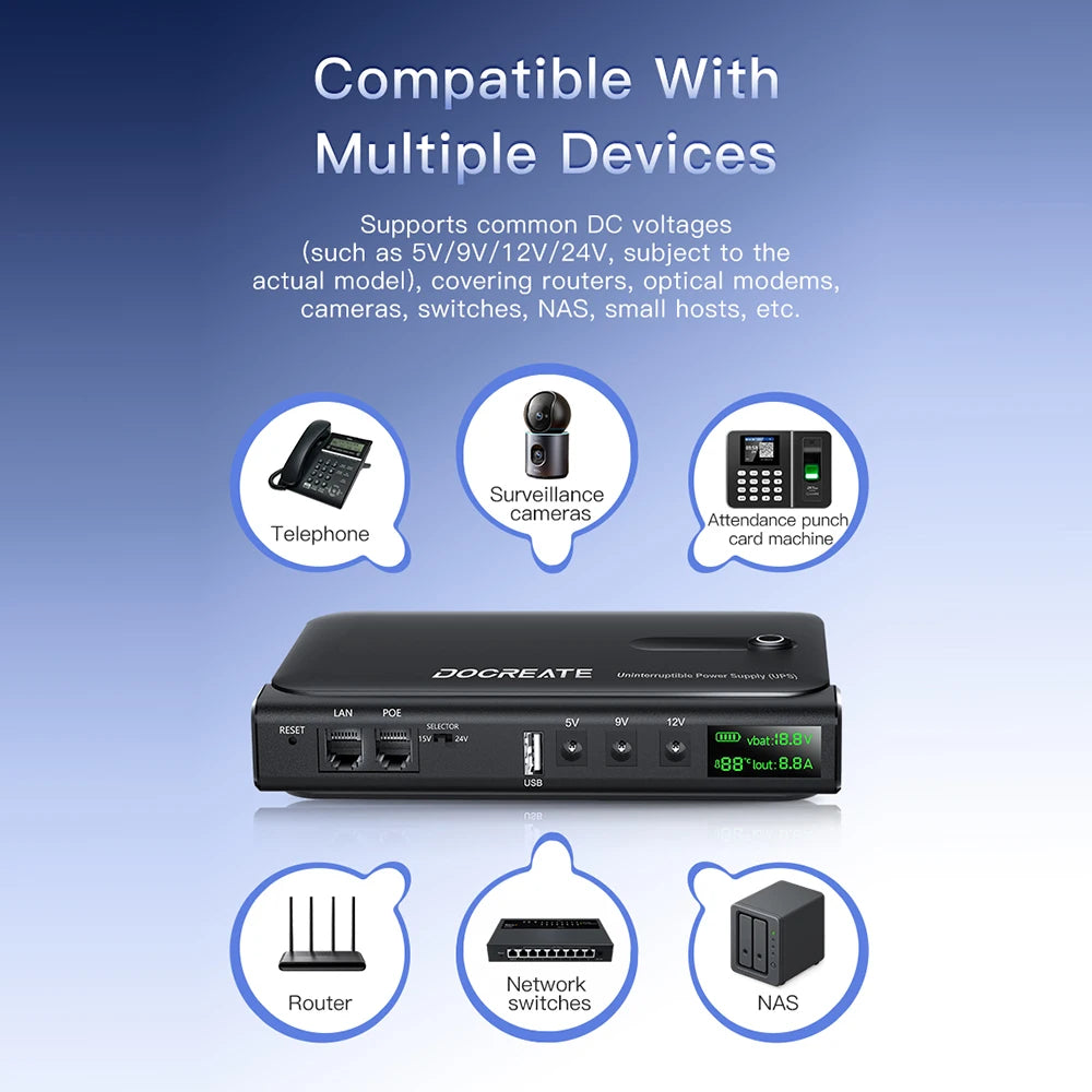 No Battery AC85-265V DC1036L Router 5V9V12V Optical Cat Monitor Backup Uninterruptible DC Power Supply Charger Cell Phone UPS Oasis Select
