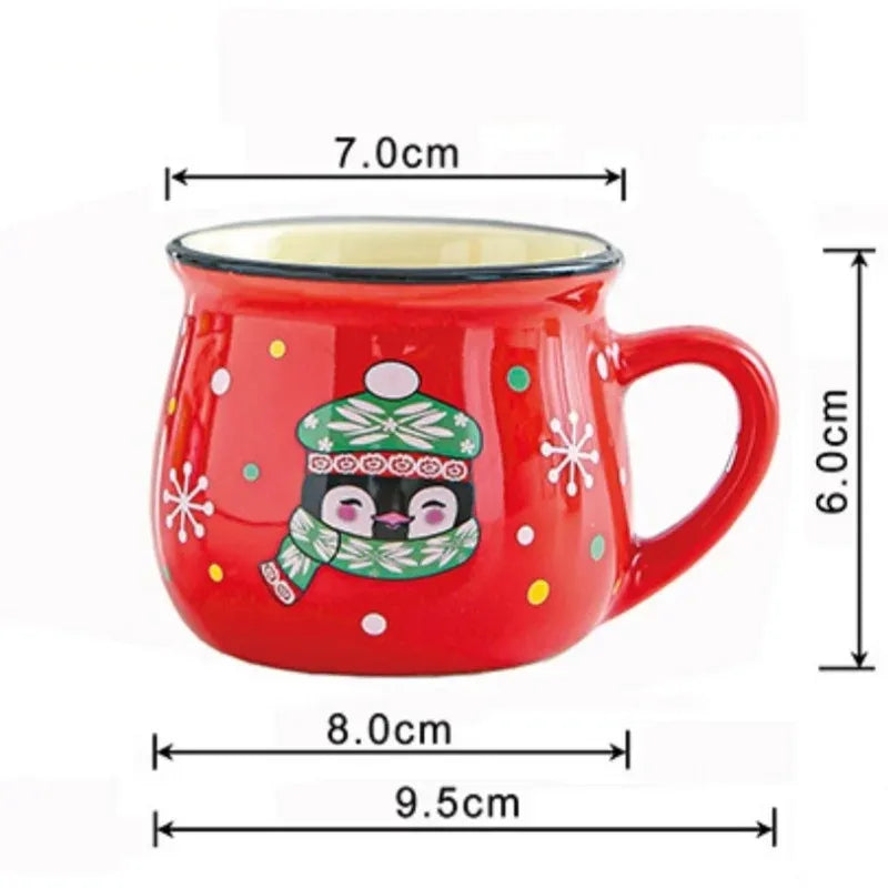 4PCS Ceramic Christmas Cup Cartoon Santa Style Cute Elk Mousse Cup Breakfast Water Drinking Tools Coffee Milk Mug for Household Oasis Select