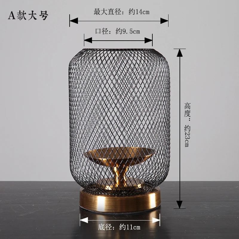 Chinese Zen retro candlestick household metal candlestick decoration hollow out atmosphere decorative candlestick Oasis Select A large