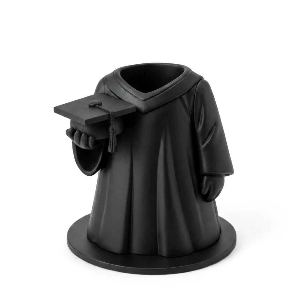 3D Printing Graduation Gown Pen Holder Plastic Non-Slip Base Clothing-Shaped Pen Cup Large Capacity Unique Makeup Brush Bucket Oasis Select Black