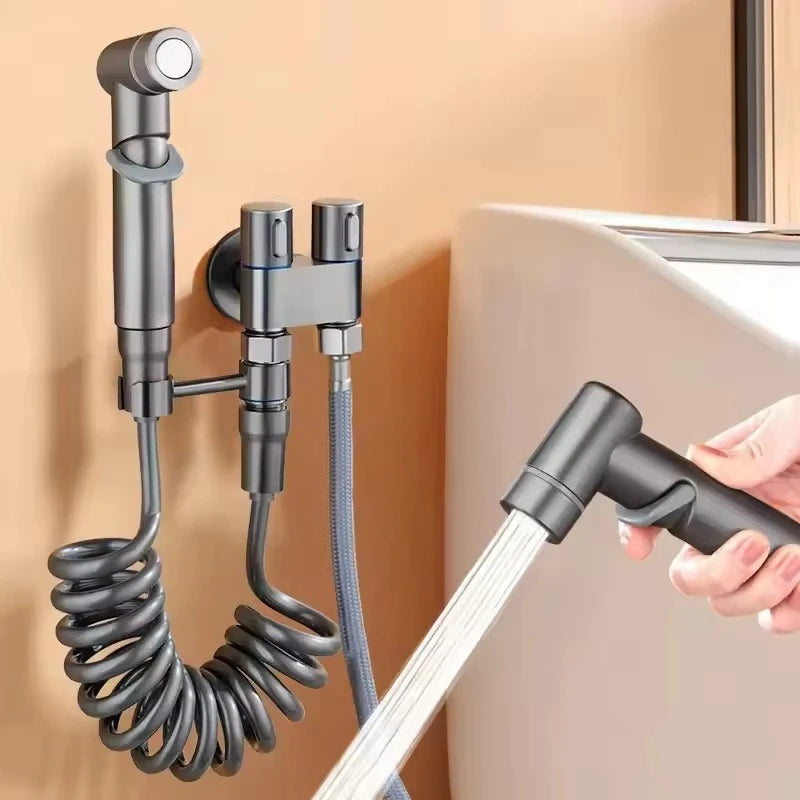 Toilet Cleaning Bidet Toilet Sprayer Set Water Portable Handheld Bidet Sprayer Shower Double Outlet Angle Valve Accessories Oasis Select